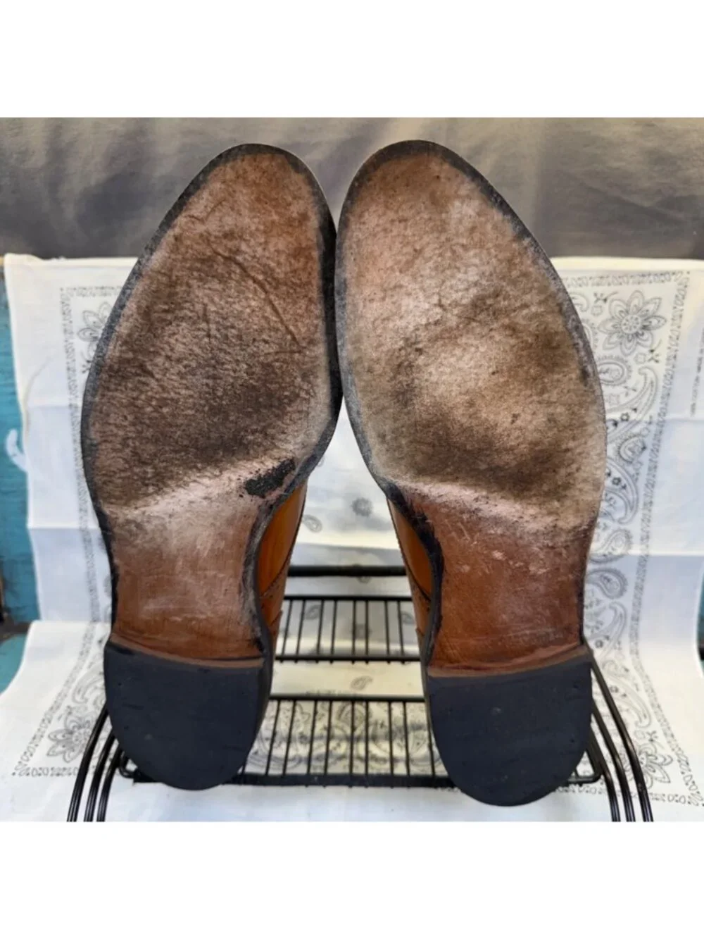 Allen Edmonds Sanford Tan Leather Brogue Oxfords Dress Shoes Size 14A